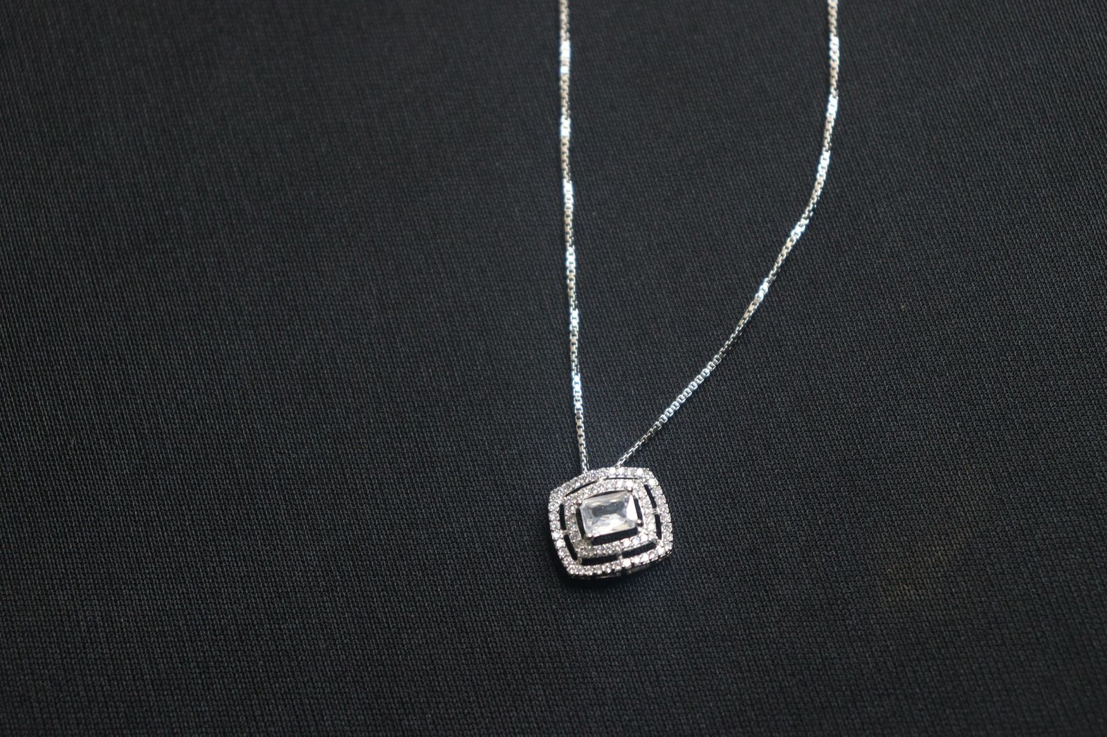 Sparkling Square Pendant Necklace