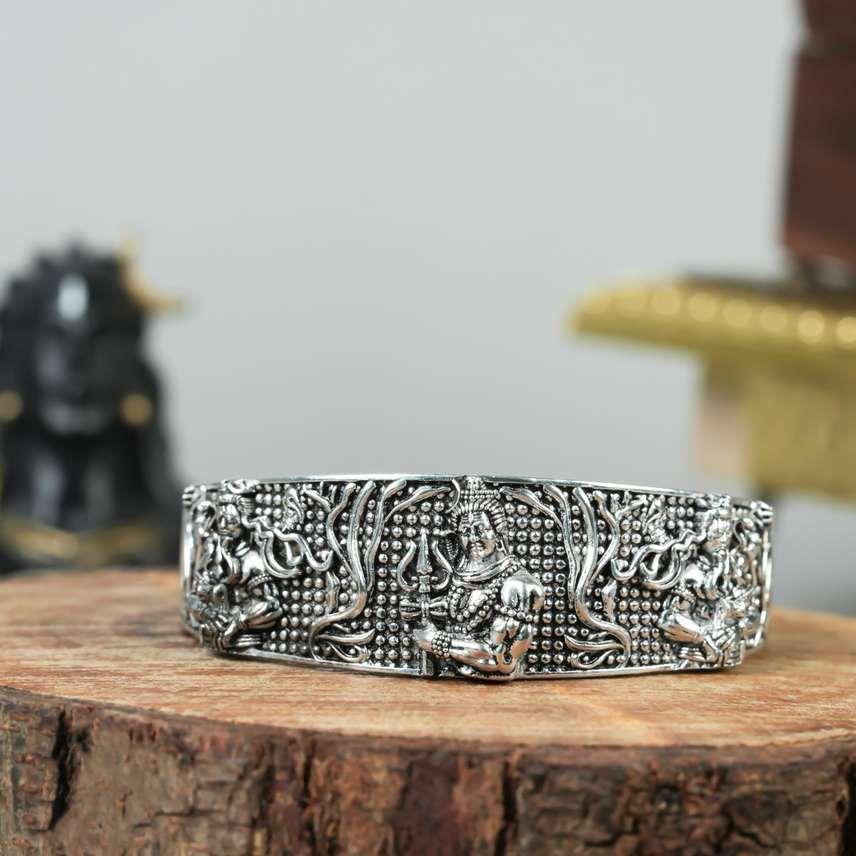 Antique Silver God-Engraved Kada