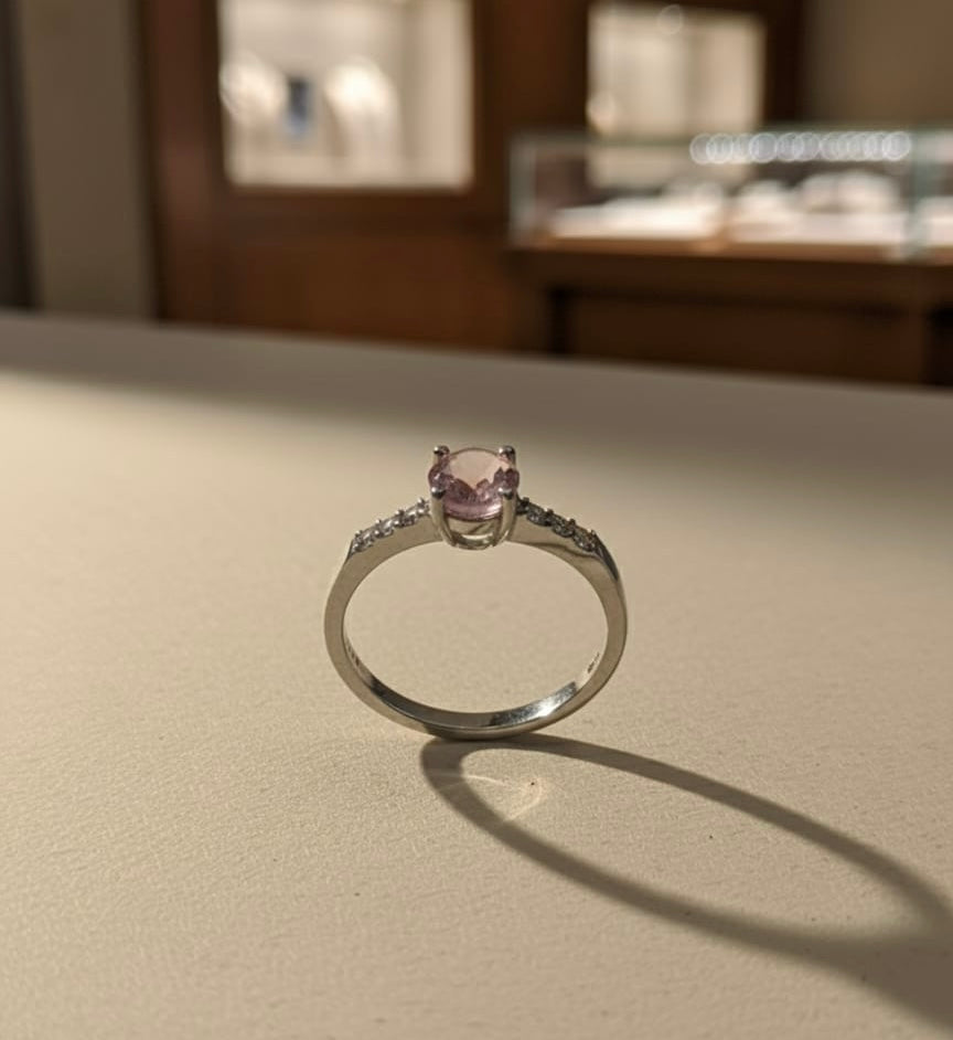 Sterling Silver Lavender Solitaire Accent Ring