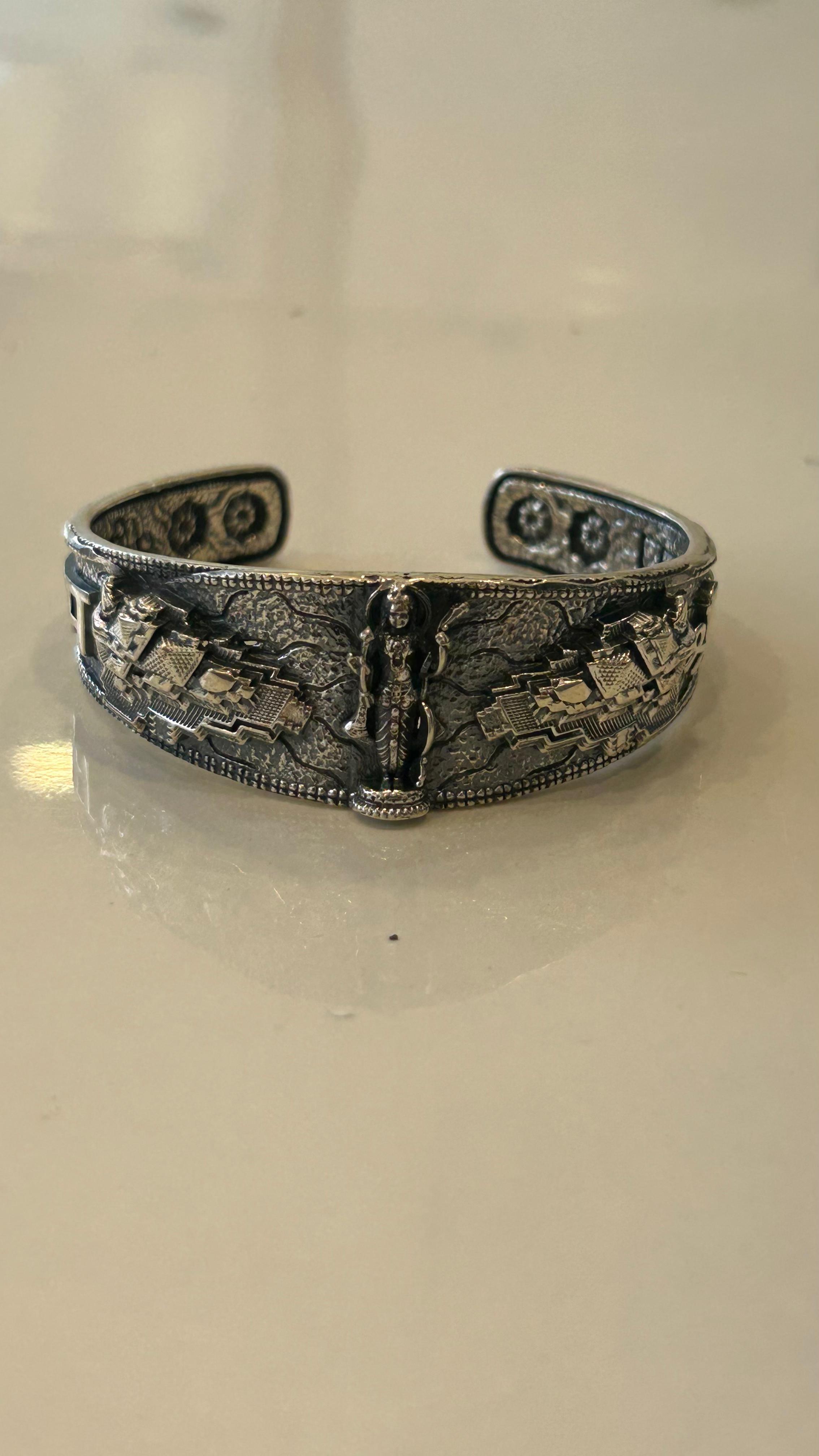 Temple-Inspired Oxidized Silver Kada