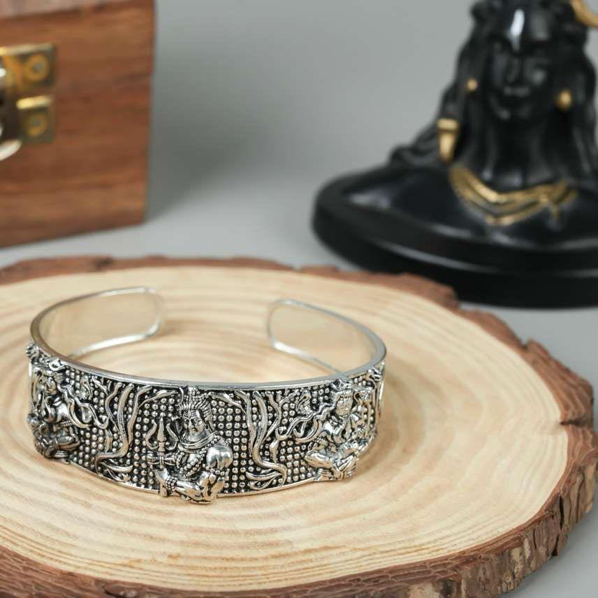 Antique Silver God-Engraved Kada