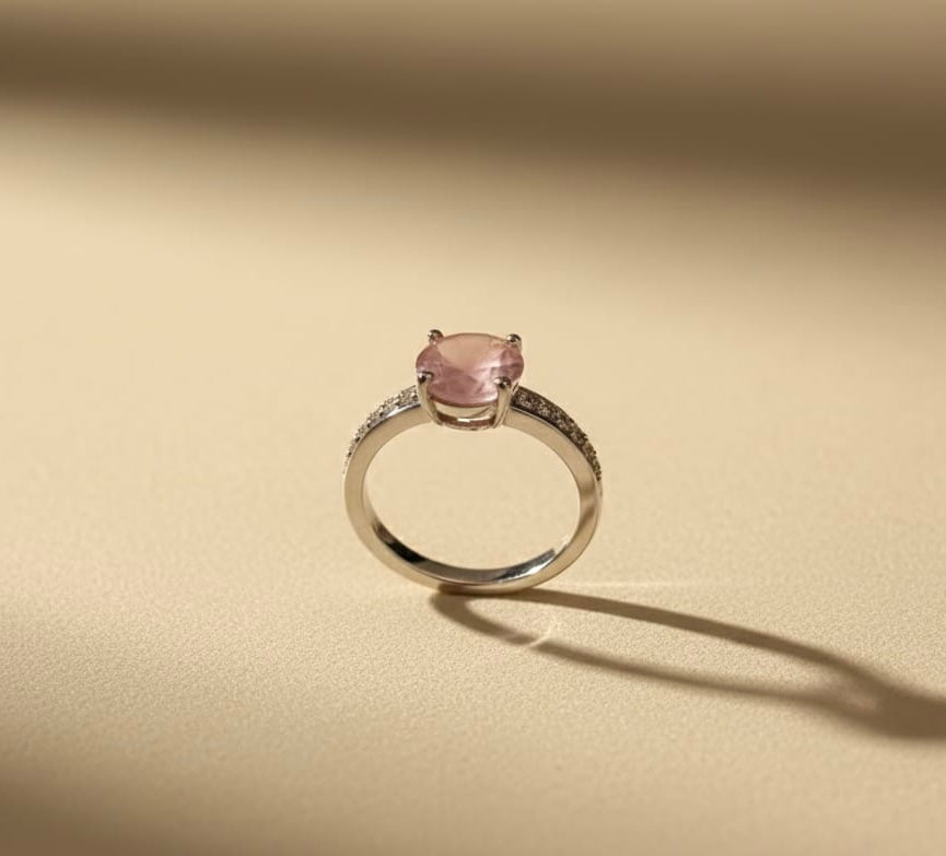 Sterling Silver Lavender Solitaire Accent Ring