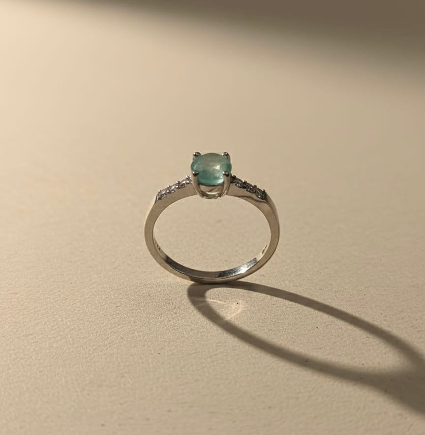 Sterling Silver Light Aqua Solitaire Ring