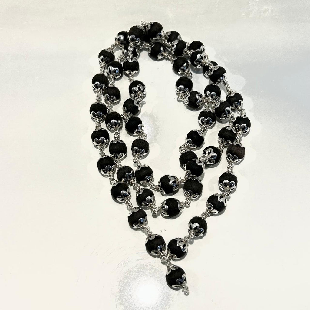 Silver-Wrapped Rudraksha Mala