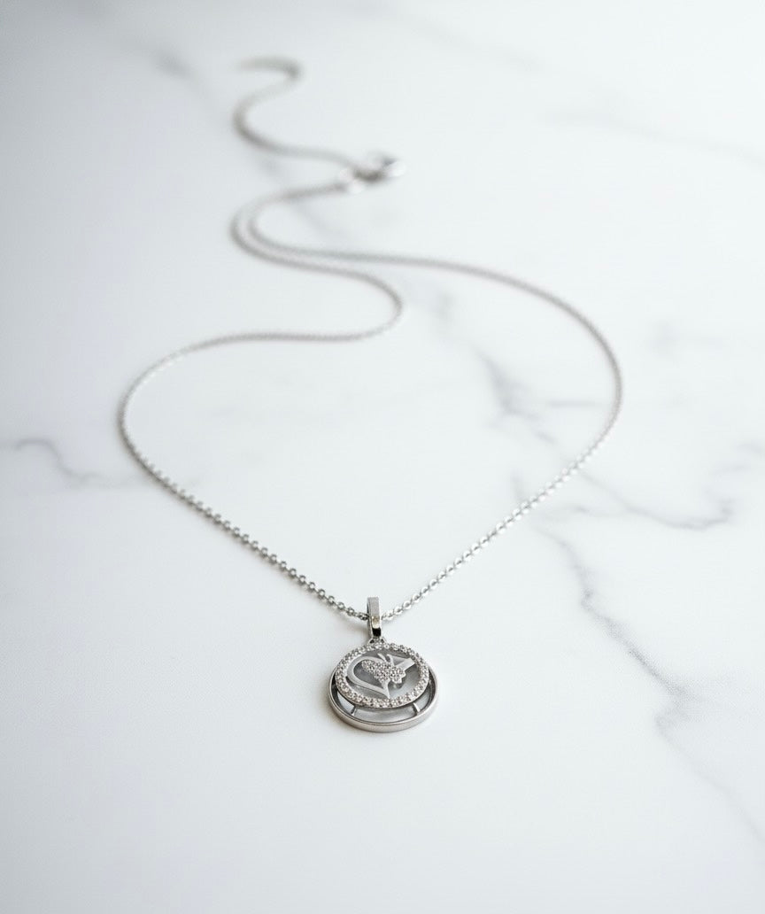 Eternal Embrace Double-Ring Silver Necklace