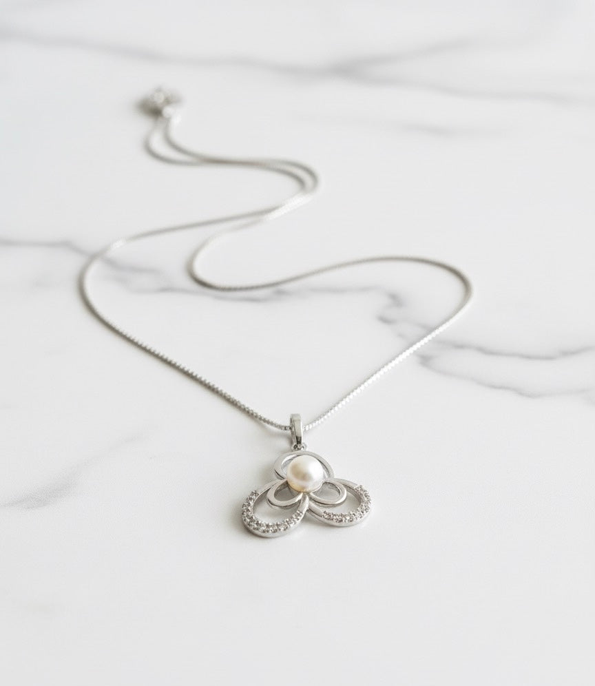 The 'Pearl Clover' Delicate Silver Pendant