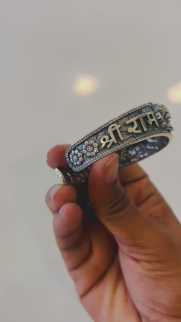 Temple-Inspired Oxidized Silver Kada